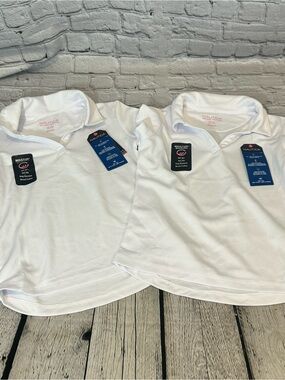 Set of 2 Nautica Girl’s School Uniform White Polo Shirts